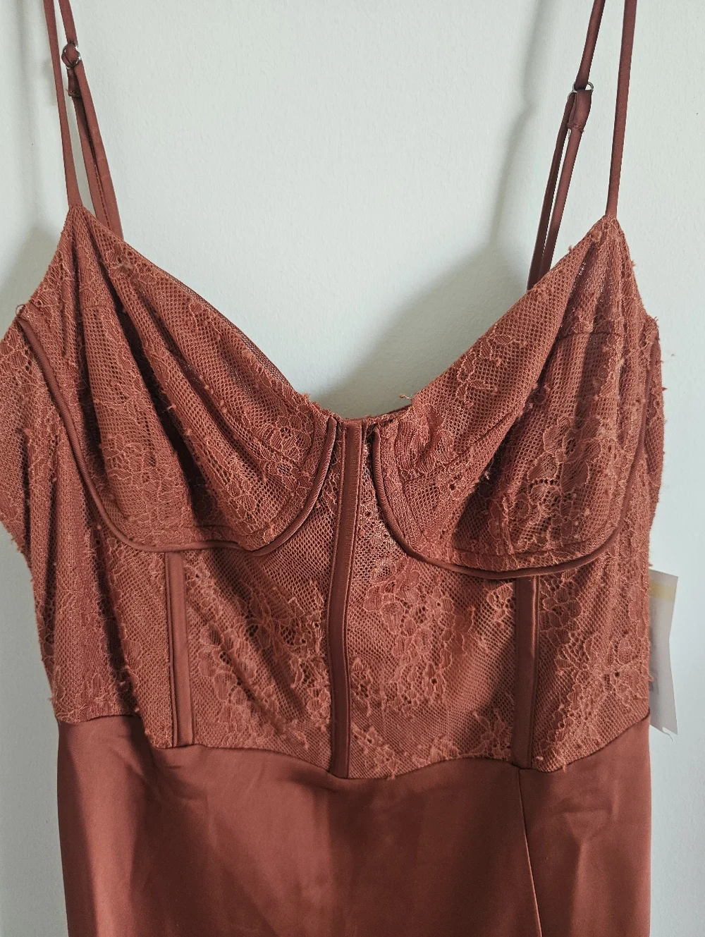 Revolve Astr the Label Satin Bustier Midi Dress in Rust - Picture 3 of 7